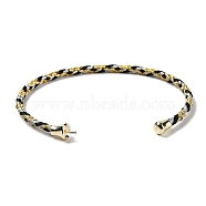 Stainless Steel Cuff Bangle Making, with Golden Tone Brass Finding, for Half Drilled Beads, Colorful, Inner Diameter: 1-3/4x2-3/8 inch(4.6x6cm), Pin: 1mm(MAK-C004-01G-10)