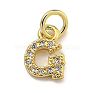 Initial Letter Brass with Cubic Zirconia Charms, Real 18K Gold Plated, Long-Lasting Plated, Lead Free & Cadmium Free, Letter G, 9.5x6.5x1.5mm, ring: 5x1mm, inner diameter: 3mm(KK-Q814-26G-G)