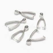 925 Sterling Silver Pendant Bails, Real Platinum Plated, 17.5x3mm, Hole: 4x4.5mm, Pin: 0.6mm(STER-E061-58P)