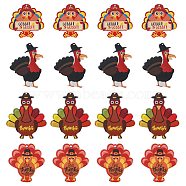 20Pcs 4 Styles Thanksgiving Day Opaque Acrylic Pendants, Turkey Charm, Red, 37~53x39.5~52x2.2mm, Hole: 1.5mm(SACR-CJ0001-44)