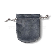 Velvet Storage Bags, Drawstring Pouches Packaging Bag, Oval, Gray, 12x10cm(ABAG-H112-01C-01)