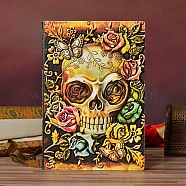 3D Embossed PU Leather Notebook, A5 Halloween Skull Pattern Journal, for School Office Supplies, Multi-color, 215x145mm(OFST-PW0009-009A)