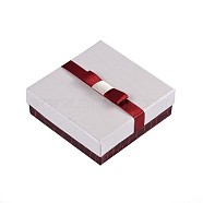 Rectangle Jewelry Set Cardboard Boxes, with Sponge and Ribbon, White, 9x9x3cm(CBOX-N007-01B)