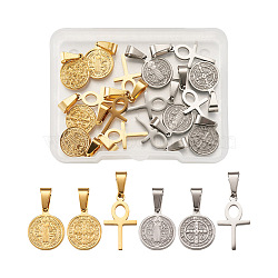 16Pcs 4 Styles 304 Stainless Steel Pendants, Religion, Golden & Stainless Steel Color, 4pcs/style(STAS-BT0001-09)