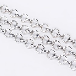 Iron Rolo Chains, Belcher Chain, Unwelded, Platinum Color, with Spool, Nickel Free, Link: 5mm in diameter, 1.5mm thick, about 164.04 Feet(50m)/roll(CHT037Y-NF)