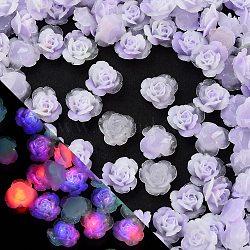 Luminous Resin Decoden Cabochons, Glow in the Dark, Flower, Lilac, 7x7x3.5mm(RESI-K036-43)