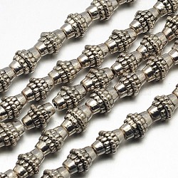 Tibetan Style Bicone Alloy Bead Strands, Lead Free & Cadmium Free & Nickel Free, Antique Silver, 10x8mm, Hole: 2mm, about 20pcs/strand, 8 inch(TIBEB-O007-16-NR)