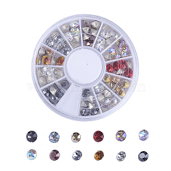 K9 Glass Rhinestone Cabochons, Pointed Back & Back Plated, Faceted, Diamond, Mixed Color, 5.3x4mm, about 5pcs/color, 60pcs/box(GGLA-X0007-01-5.3mm)