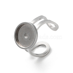 Tarnish Resistant 201 Stainless Steel Pad Ring Settings, with 201 Stainless Steel Tray, Round, Stainless Steel Color, Inner Diameter: 18mm, Tray: 12mm.(STAS-K278-07B-P)