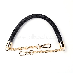 PU Leather Knitting Bag Strap, with Iron Findings & Cable Chain, Alloy Swivel Clasps, for Bag Replacement Accessories, Black, 61x1.4cm(FIND-WH0071-36A)