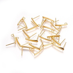 304 Stainless Steel Stud Earrings Findings, Golden, 15x3.3mm, Hole: 1.8mm, Pin: 0.8mm(STAS-P227-35G)