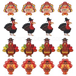 20Pcs 4 Styles Thanksgiving Day Opaque Acrylic Pendants, Turkey Charm, Red, 37~53x39.5~52x2.2mm, Hole: 1.5mm(SACR-CJ0001-44)