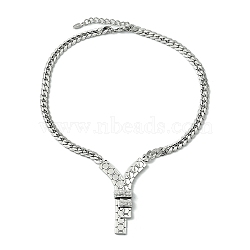 304 Stainless Steel with Cubic Zirconia Necklaces, Stainless Steel Color, 18.46 inch(46.9cm)(NJEW-Q322-01P)