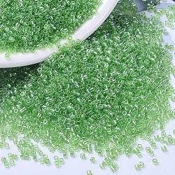 MIYUKI Delica Beads, Cylinder, Japanese Seed Beads, 11/0, (DB1226) Transparent Lime Luster, 1.3x1.6mm, Hole: 0.8mm, about 10000pcs/bag, 50g/bag(SEED-X0054-DB1226)