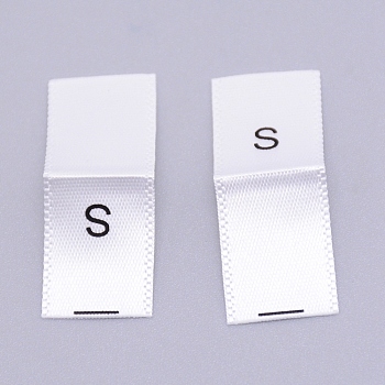 Kid's Size Label, Woven Crafting Craft Cotton Labels, for Clothing Sewing, S, White, 35x13x0.1mm, about 200pcs/bag