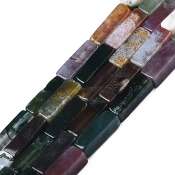 Natural Indian Agate Bead Strands, Cuboid, 13~14x4~5x4~5mm, Hole: 1mm, about 29~31pcs/strand, 15.3 inch