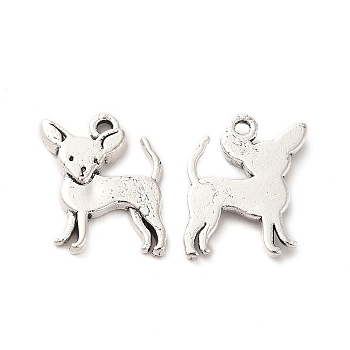 Tibetan Style Alloy Charms, Dog Charm, Antique Silver, 14x12x2mm