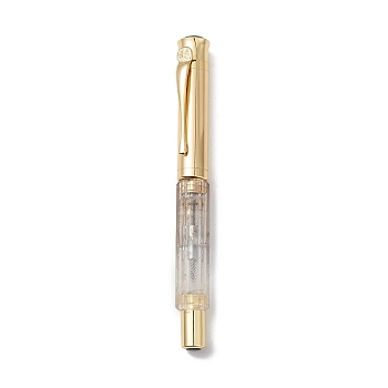 Natural Quartz Crystal Brass Pens, Reiki Energy Fountain Pen, with Pen Case, Office & School Supplies, 142x19x14mm