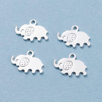 201 Stainless Steel Charms, Elephant, Silver, 9x12x0.7mm, Hole: 1.2mm