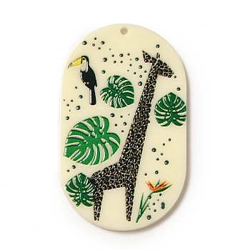 Acrylic Pendants, Giraffe, 50x30.5x2.5mm, Hole: 1.8mm