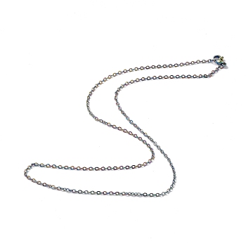 Ion Plating(IP) 304 Stainless Steel Cable Chain Necklace for Men Women, Rainbow Color, 23.62 inch(60cm)