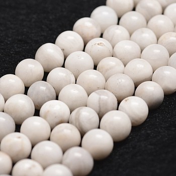 Natural White Crazy Lace Agate Bead Strands, Round, 8mm, Hole: 1mm, about 44pcs/strand, 14.9 inch~15.1 inch