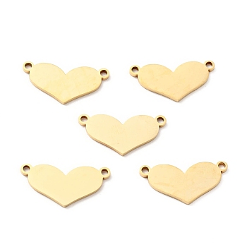 304 Stainless Steel Links Connectors, Heart, Golden, 9.5x19x1mm, Hole: 1.5mm