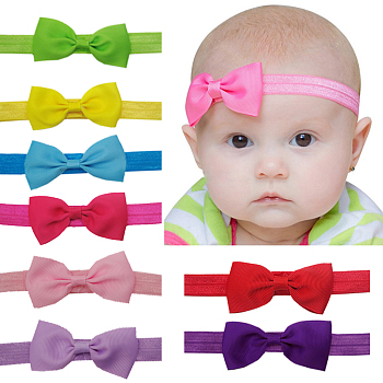 Elastic Baby Headbands for Girls, Hair Accessories, with Grosgrain Bowknot, Mixed Color, 13.4 inch~14.2 inch(340~360mm)