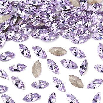 Preciosa&reg MAXIMA Crystal Fancy Stones, Czech Crystal, 435 14 615 Navette(Horse Eye), Dura Foiling, 20310 Violet, 8x4mm