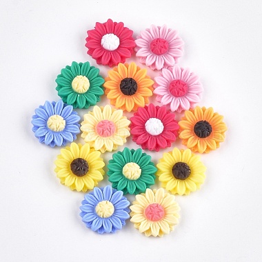 15mm Mixed Color Flower Resin Cabochons