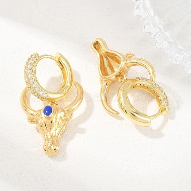 Brass Micro Pave Cubic Zirconia Dangle Hoop Earrings(EJEW-G471-46G)-2