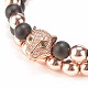 2Pcs 2 Style Natural Obsidian & Synthetic Hematite Braided Bead Bracelets Set with Cubic Zirconia Leopard(BJEW-JB08119)-7