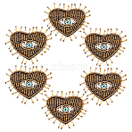 Heart with Evil Eye Cloth Patches, Glass Beaded Appliques, Stick On Patch, Costume Accessories, Goldenrod, 53x63x4mm(PATC-WH0007-02)