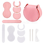 Leather DIY Mini Coin Purse Kit, with Acrylic Coin Purse Template Kit, Pink, 60~195x30~77x1.5~38mm(DIY-TA0004-90D)