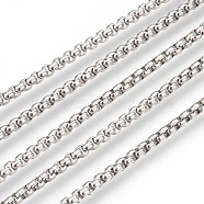 304 Stainless Steel Box Chains, Unwelded, Stainless Steel Color, 3mm(CHS-L017-07B)