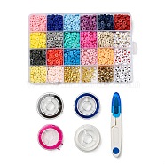5323Pcs Flat Round & Star & Square Polymer Clay & Acrylic & CCB Plastic Beads, Elastic Thread, Iron Jump Rings, Zinc Alloy Lobster Claw Clasps and Scissors, for DIY Jewelry Crafts Supplies, Mixed Color, 6x1mm, bead:5323pcs/box(DIY-SZ0004-63)