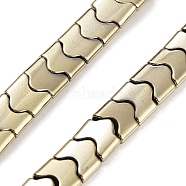 Synthetic Non-magnetic Hematite Beads Strands, Long-Lasting Plated, Wave Shape, 2-Hole, Light Gold Plated, 7.5~8x8x3mm, Hole: 1mm, about 68pcs/strand, 15.35''(39cm)(G-P545-I01-01C)