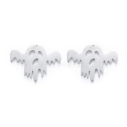 201 Stainless Steel Pendants, Ghost, Halloween Style, Stainless Steel Color, 23.5x31.5x1mm, Hole: 1mm(STAS-N090-LA917-1)