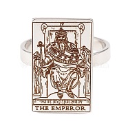304 Stainless Steel Wide Band Rings, Tarot Card Ring, The Emperor IV Ring for Women, Stainless Steel Color, US Size 6 1/2(17mm)(RJEW-P080-05P)