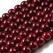 Painted Glass Bead Strands, Baking Paint, Round, Dark Red, 6mm, Hole: 1.3~1.6mm, about 133pcs/strand, 31.4 inch(DGLA-S071-6mm-B30)