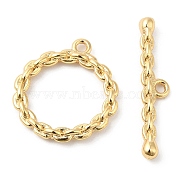 Brass Toggle Clasps, Chain Ring, Real 18K Gold Plated, Ring: 15.5x14x2mm, Hole: 1.2mm, Bar: 20.5x4x2mm, Hole: 1.2mm(KK-P234-88G)