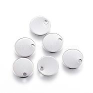 304 Stainless Steel Charms, Flat Round, Stamping Blank Tag, Stainless Steel Color, 6x1mm, Hole: 1.2mm(STAS-G124-27P-6mm)