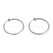304 Stainless Steel Retractable Earrings, Clip-on Earrings For Non-pierced Ears, Stainless Steel Color, 60x2mm(STAS-O135-01G-01)