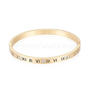 Roman Numeral Brass Hinged Bangle with Crystal Rhinestone for Women, Golden, Inner Diameter: 1-7/8x2-1/8 inch(4.9x5.5cm)(BJEW-S118-126G)