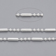 Brass Ball Chains, Ball & Bar Beaded Chains, Long-Lasting Plated, Soldered, with Spool, Cadmium Free & Lead Free, Silver, 5.8x1.5mm and 1.5mm, about 301.83 Feet(92m)/roll(CHC-S008-007A-S)