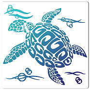 PET Plastic Hollow Out Drawing Painting Stencils Templates, Square, Sea Turtle Pattern, 300x300mm(DIY-WH0244-245)