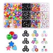 588Pcs 13 Styles Geometry & Star & Heart & Flower Acrylic Beads, for DIY Jewelry Making, Mixed Color, 588pcs/box(DIY-FS0002-04)