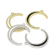 Alloy Micro Pave Cubic Zirconia Pendants, with Enamel, Long-Lasting Plated, Crescent, Mixed Color, 35.5~36x27x2mm, Hole: 2mm(PALLOY-F249-08)