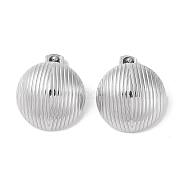 Non-Tarnish 304 Stainless Steel Stud Earrings for Women, Half Round, Stainless Steel Color, 24.2mm(EJEW-S227-29P)