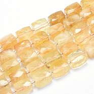 Grade A Natural Citrine Beads Strands, Faceted, Cuboid, 15~16x11~12x11~12mm, Hole: 1.5mm, about 20~22pcs/strand, 15.3~15.7 inch(39~40cm)(G-G765-26)